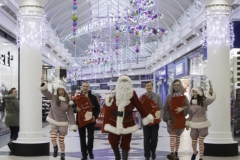 SANTA ARRIVES AT THE PYRAMIDS SHOPPING CENTRE, BIRKENHEAD....Pictured (from left) are  Twinkle (Laurie Coughlin), Derek Millar shopping centre Director,  Santa,  Keelan Early fundraiser for Claire house Hospice, Ollie Thomas (Snowdrop) and Amy Brumskill (Sparkle).